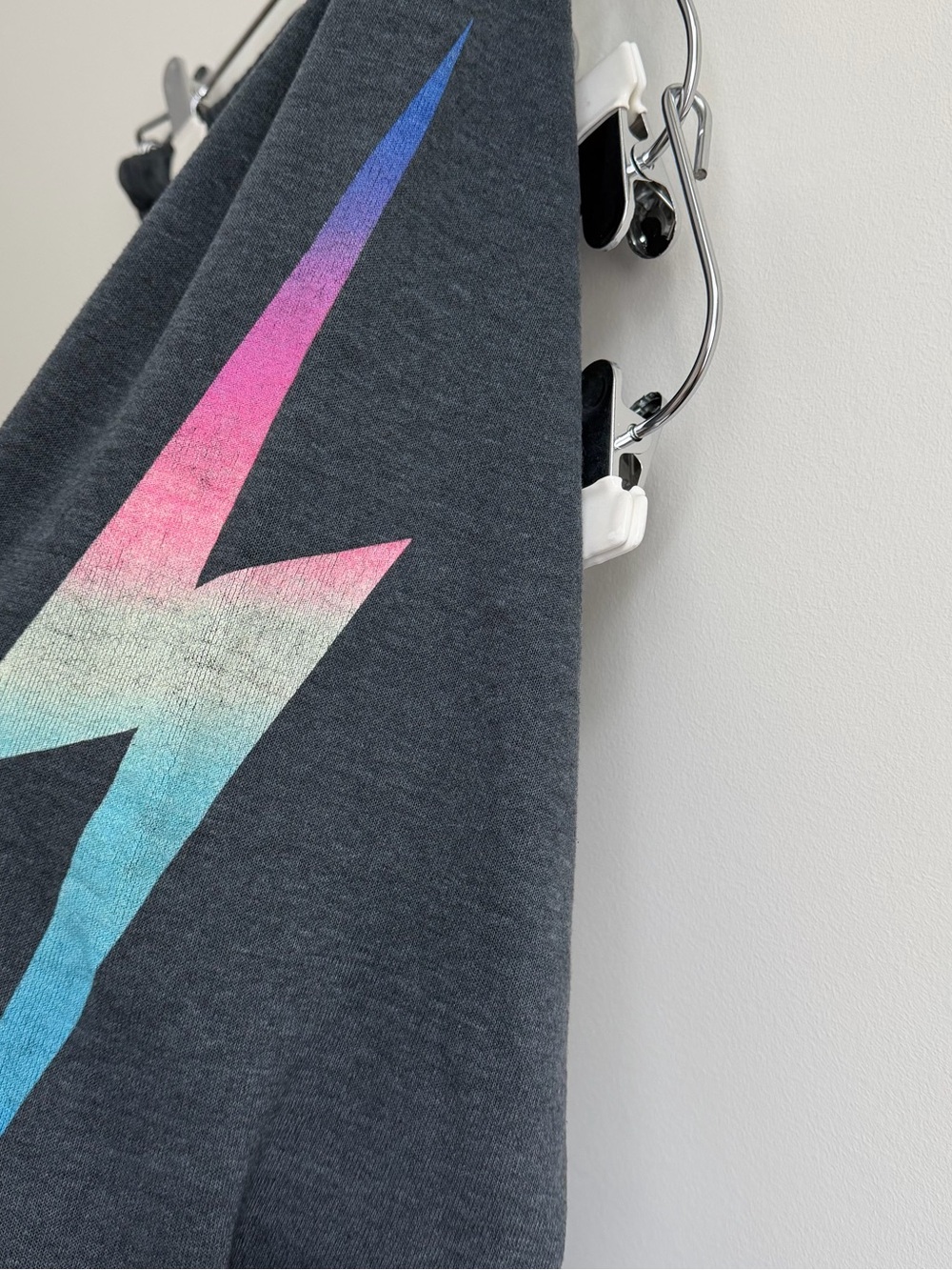 Aviator Nation Charcoal Joggers w/ Rainbow Gradient Lightening Bolt - Picture 2 of 7